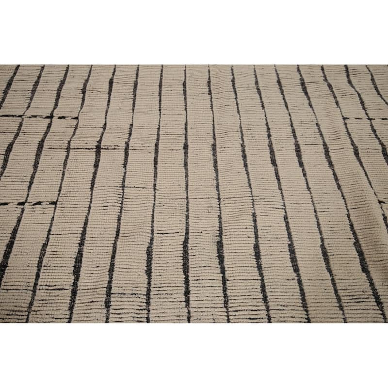 Striped Moroccan Oriental Area Rug Handmade Wool Carpet - 7'9"x 11'3"