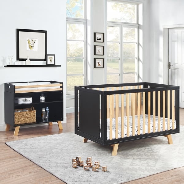 slide 2 of 16, Suite Bebe Livia 3-in-1 Convertible Island Crib Black/Natural
