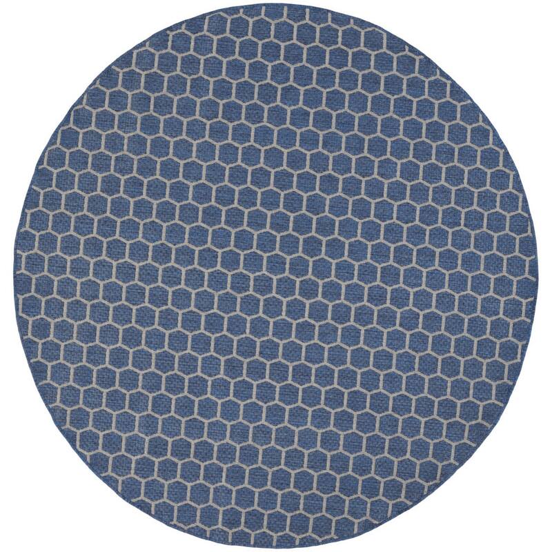 HomeRoots Geometric Modern Rectangle Outdoor Rug - 8' Round