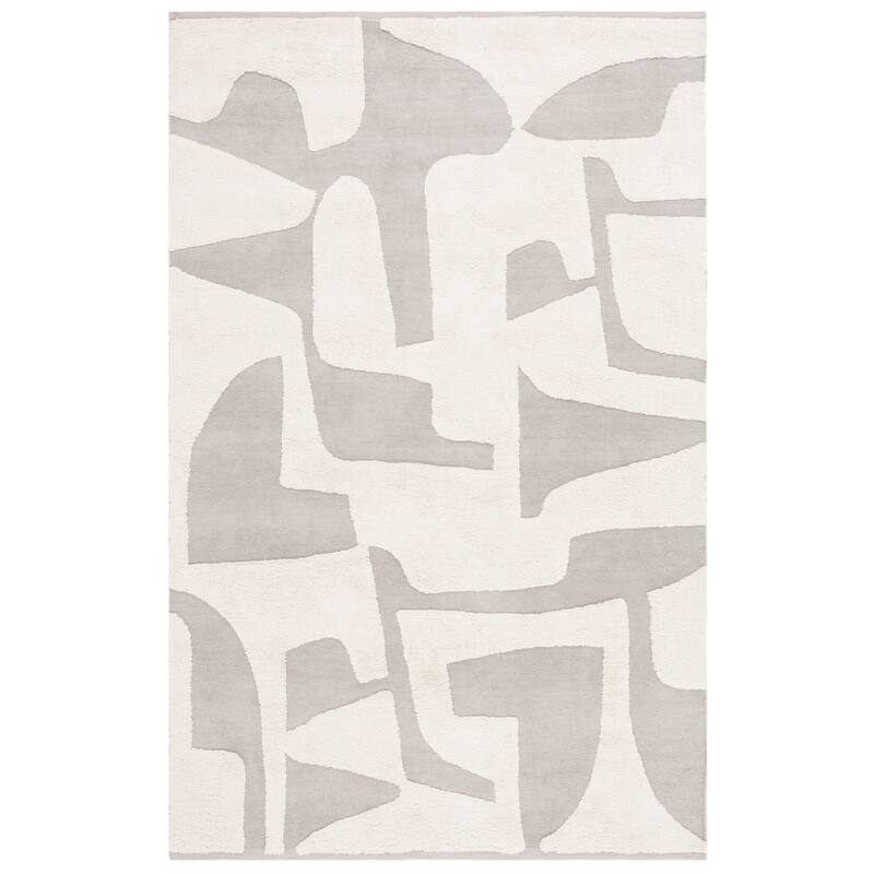 SAFAVIEH Handmade Casablanca Azelia Cotton Rug - 4' x 6' - Grey/Ivory