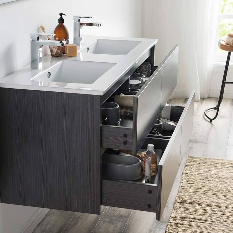 Blossom Valencia 48" Wall Mounted Double Sink Floating Bathroom Vanity