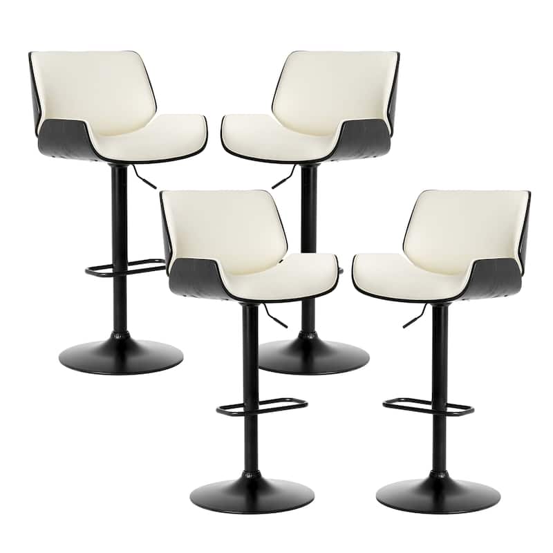 Glitzhome Set of 2 or 4 Modern Height Adjustable Faux Leather Swivel Bar Stools