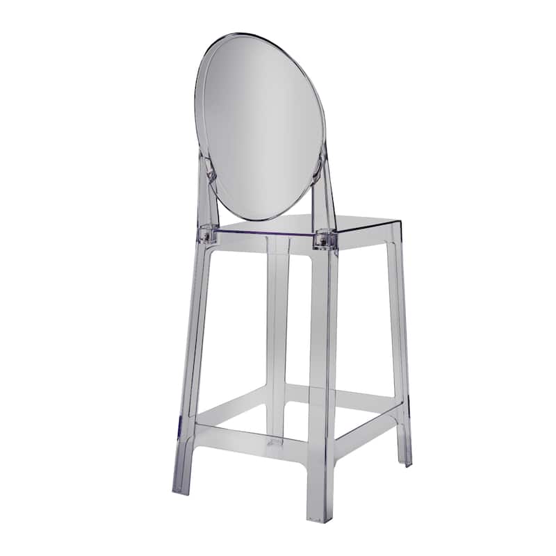 25" Seat Height With Back Modern Plastic Side Bar Counter Stool Accent Armless Crystal Home Office