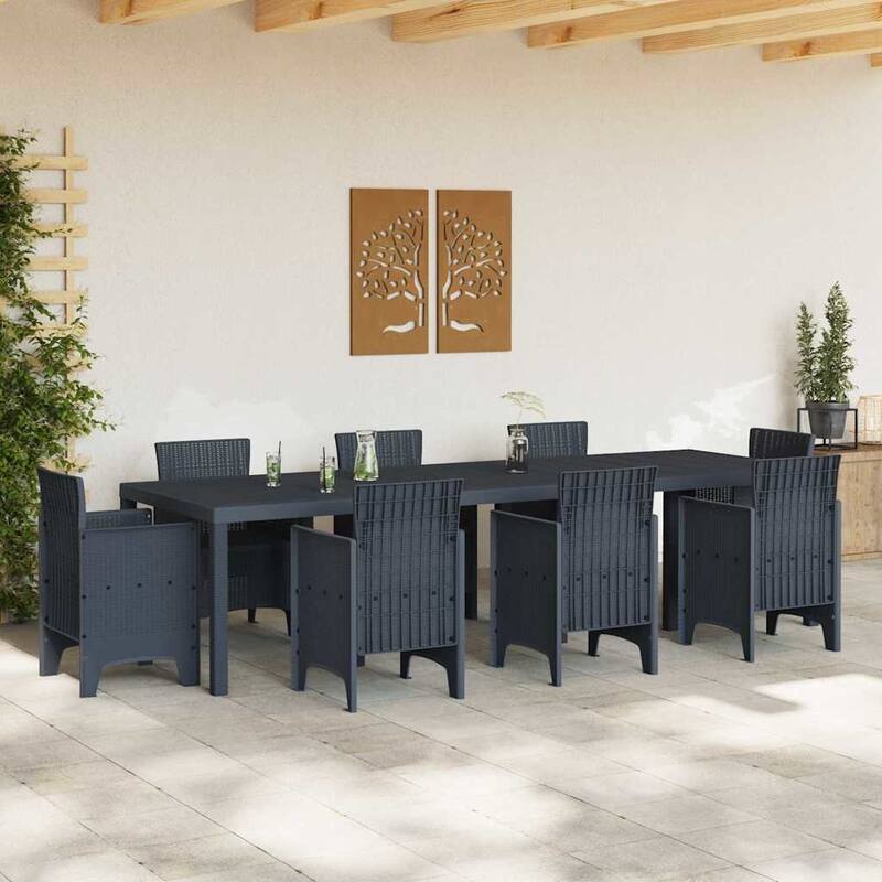 vidaXL Garden Table Anthracite/Brown poly rattan