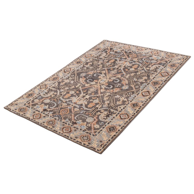 ECARPETGALLERY Hand-knotted Jules Serapi Grey Silk, Wool Rug - 5'1 x 7'6