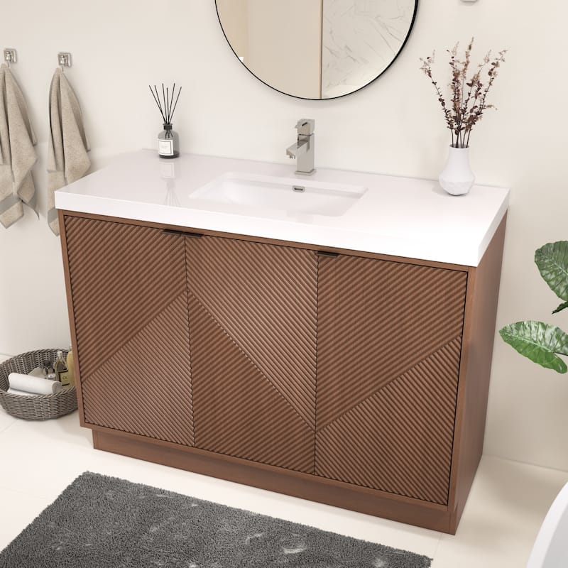 Milano 48" Freestanding Bathroom Vanity with White Acrylic Sink