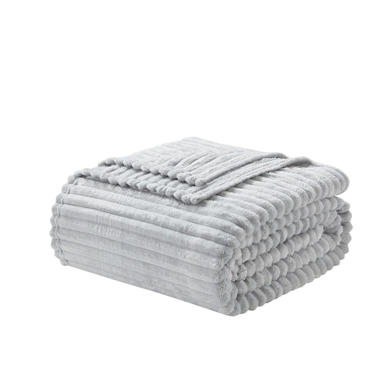 Nestl Cut Plush Fleece Throw Blanket - Lightweight Super Soft Fuzzy Luxury Bed Blanket for Bed - Twin (66"x90") - Silver Gray