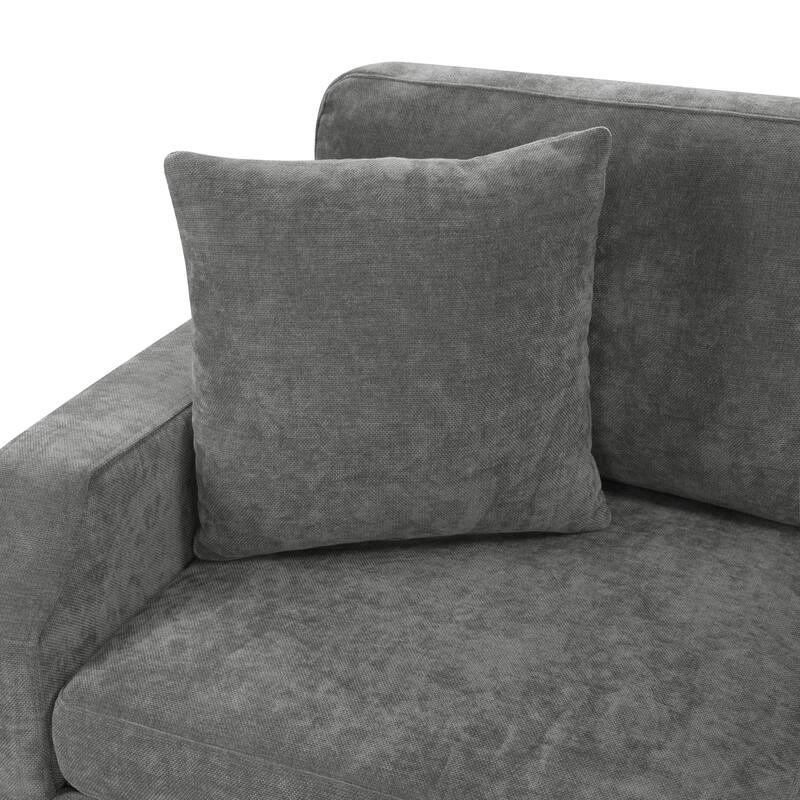 L-Shaped Sectional Sofa Bed, Chenille Upholstered Sleeper Sofa with Hidden Storage Compartment, 4 Seater Corner Sectional Sofa