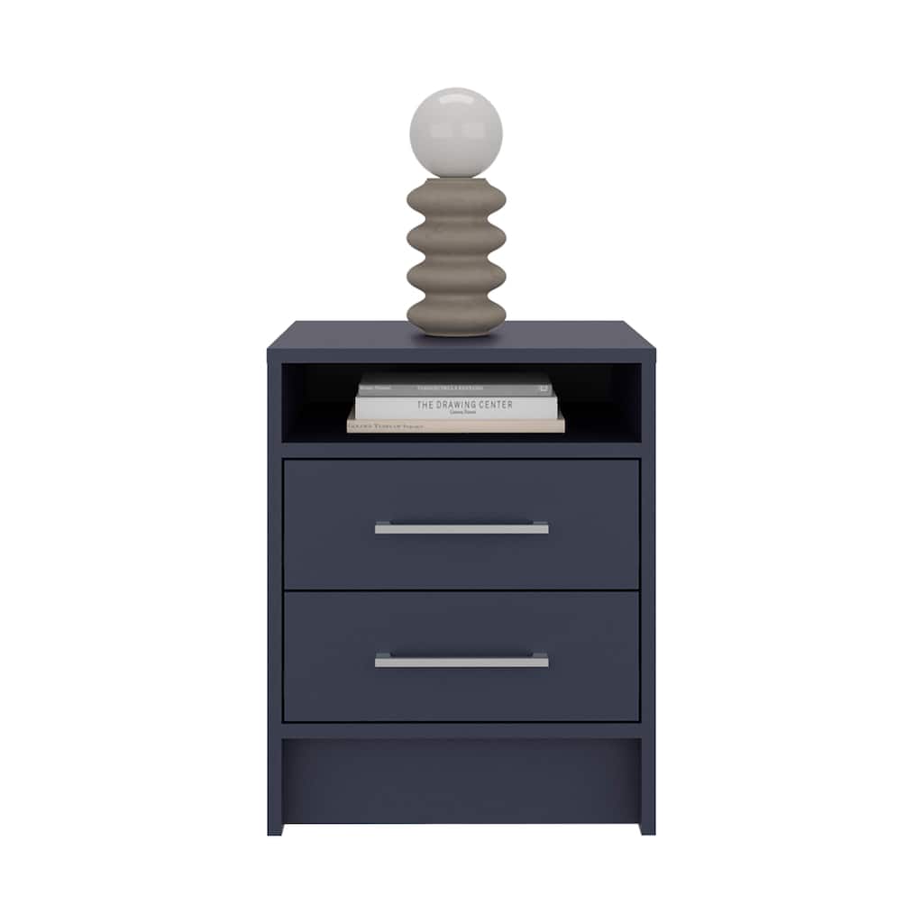 Modern Nightstand with Two Drawers and Open Shelf