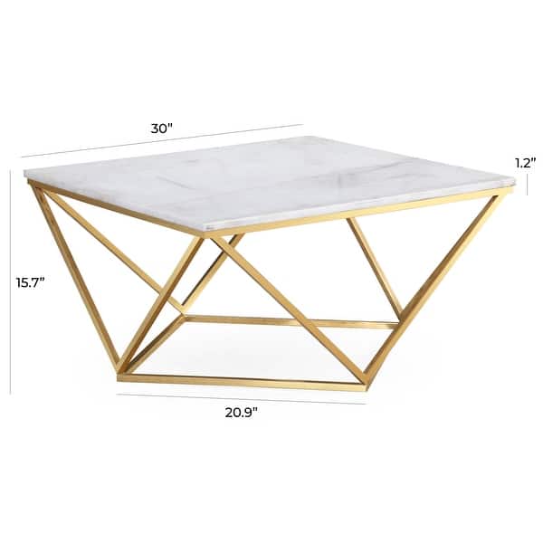 Leopold White Marble Cocktail Table - Overstock - 12677094
