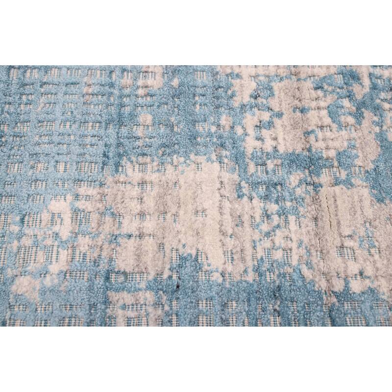 ECARPETGALLERY Hand Loomed Elysian Sky Blue Rug - 8'1 x 9'10