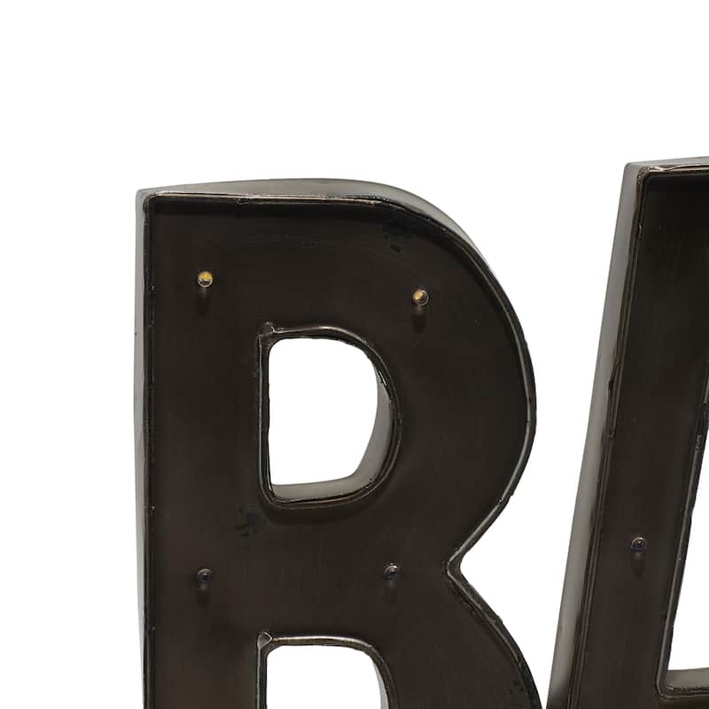 Metal Bar Decorative Sign with LED Lights - Brown - Roche River Decor
