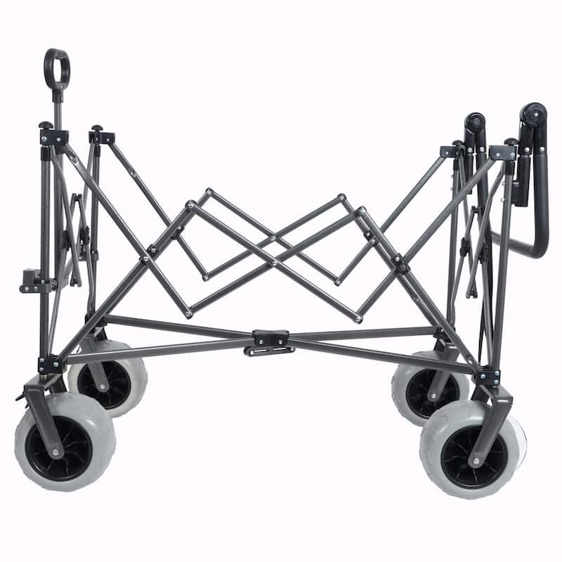 Multi-Functional Push-Pull Folding Wagon Cart with Rotating Handle & 9"x4" Beach Tires
