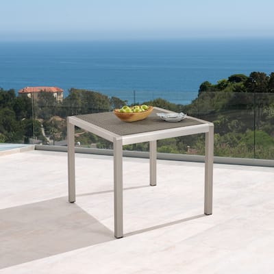 Outdoor Square Dining Table Anodized Aluminum Wicker Table Top for Dining Room,Kitchen,Easy Assembly