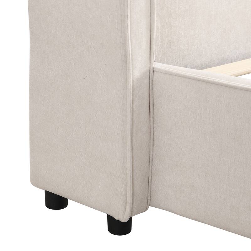 Christopher Knight Home- Cassie Upholstered Bed Frame with Reading Lamp & USB Port