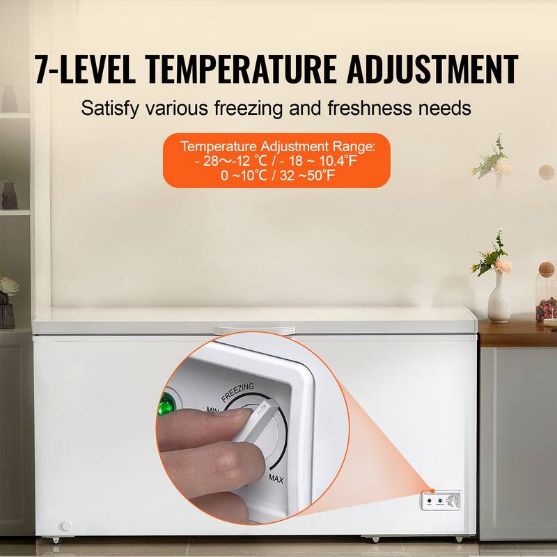 Chest Freezer, Large Deep Freezer with Split Top Double Locking Lids, Freestanding Commercial Chest Freezer