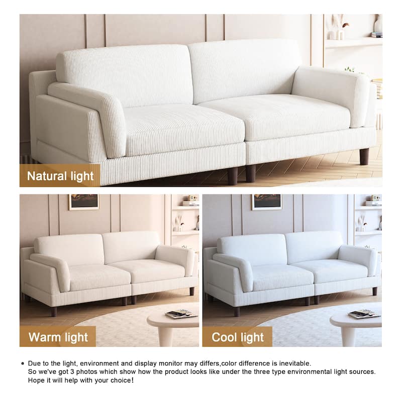 Modern 90" Loveseats Corduroy Sectional Sofa