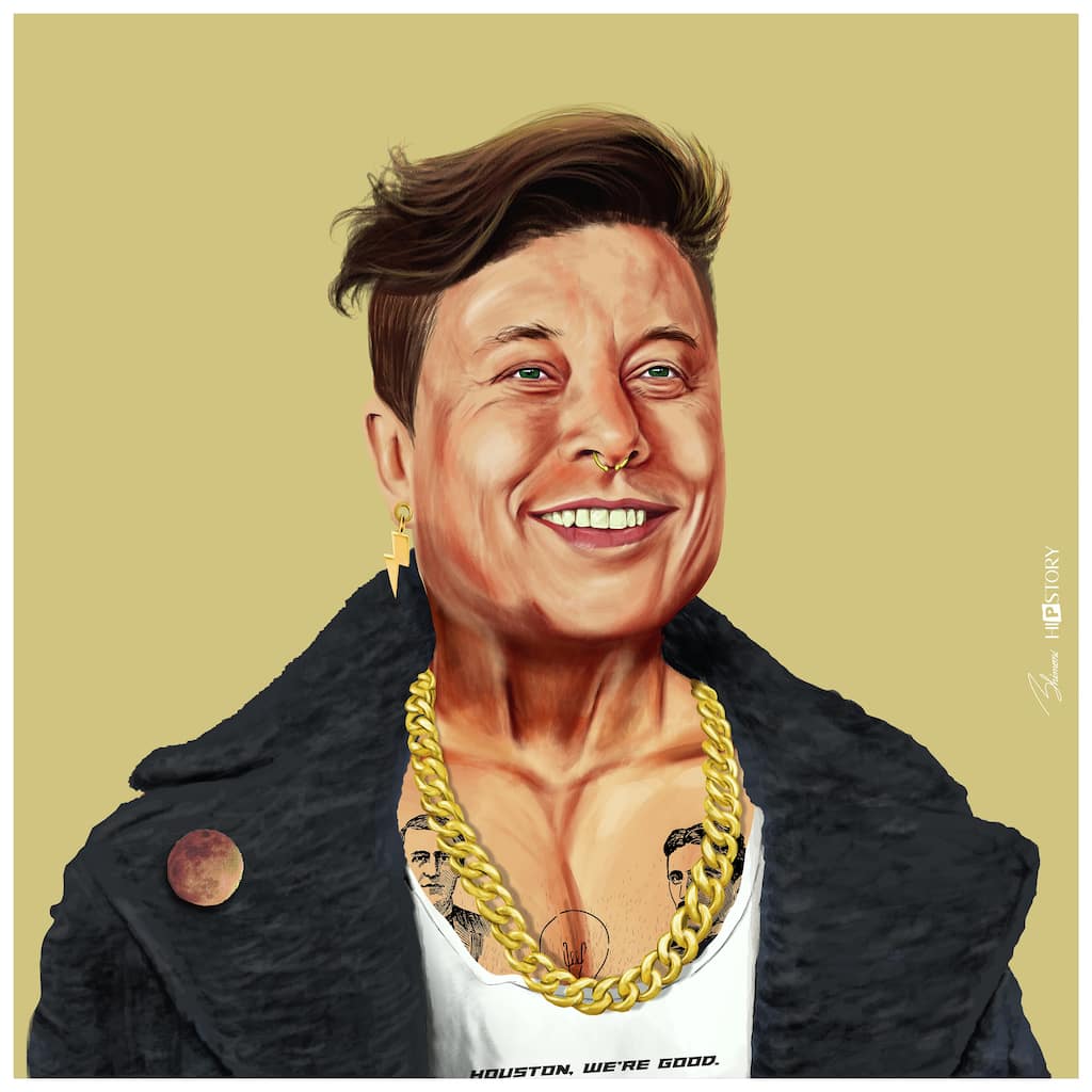 Empire Art Direct "Hip Elon" Printed Tempered Art Glass Wall Art - Multi-Color