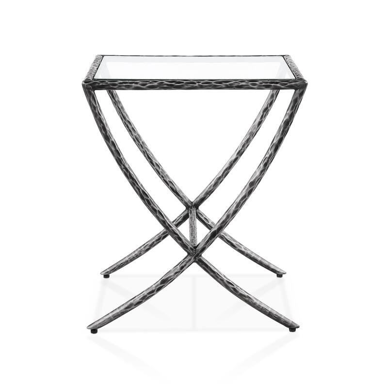 247 Shop At Home Lalia Modern Hammered Metal Accent Side Table