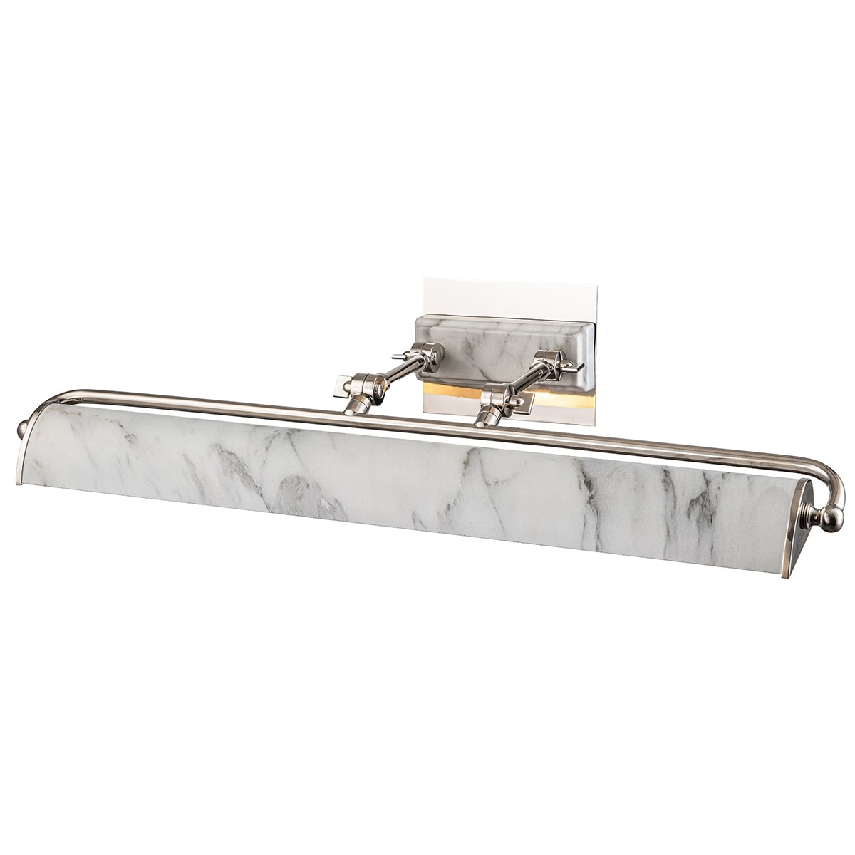 Winchfield Large Picture Light in Polished Nickel and White Marble - 5"h x 27.5"w x 12"d