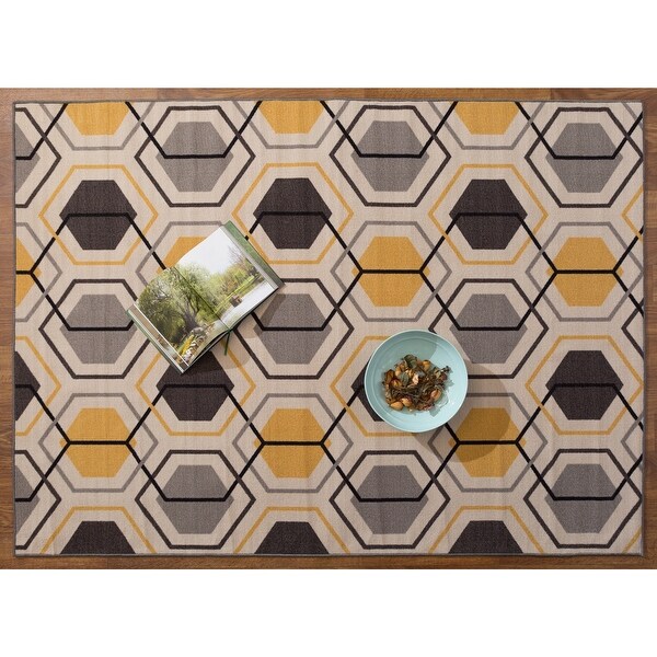 Contemporary Geometric Stripe Non-Slip Area Rug