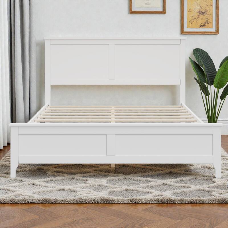 Modern Solid Wood Platform Bed Frame with Wooden Slats Support, No Box Spring Needed, Full Queen King