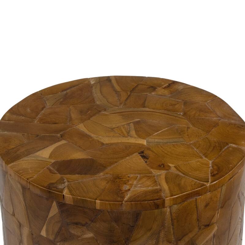 Handcrafted Chips Teak Wood Coffee Table Accent Side Table Stool