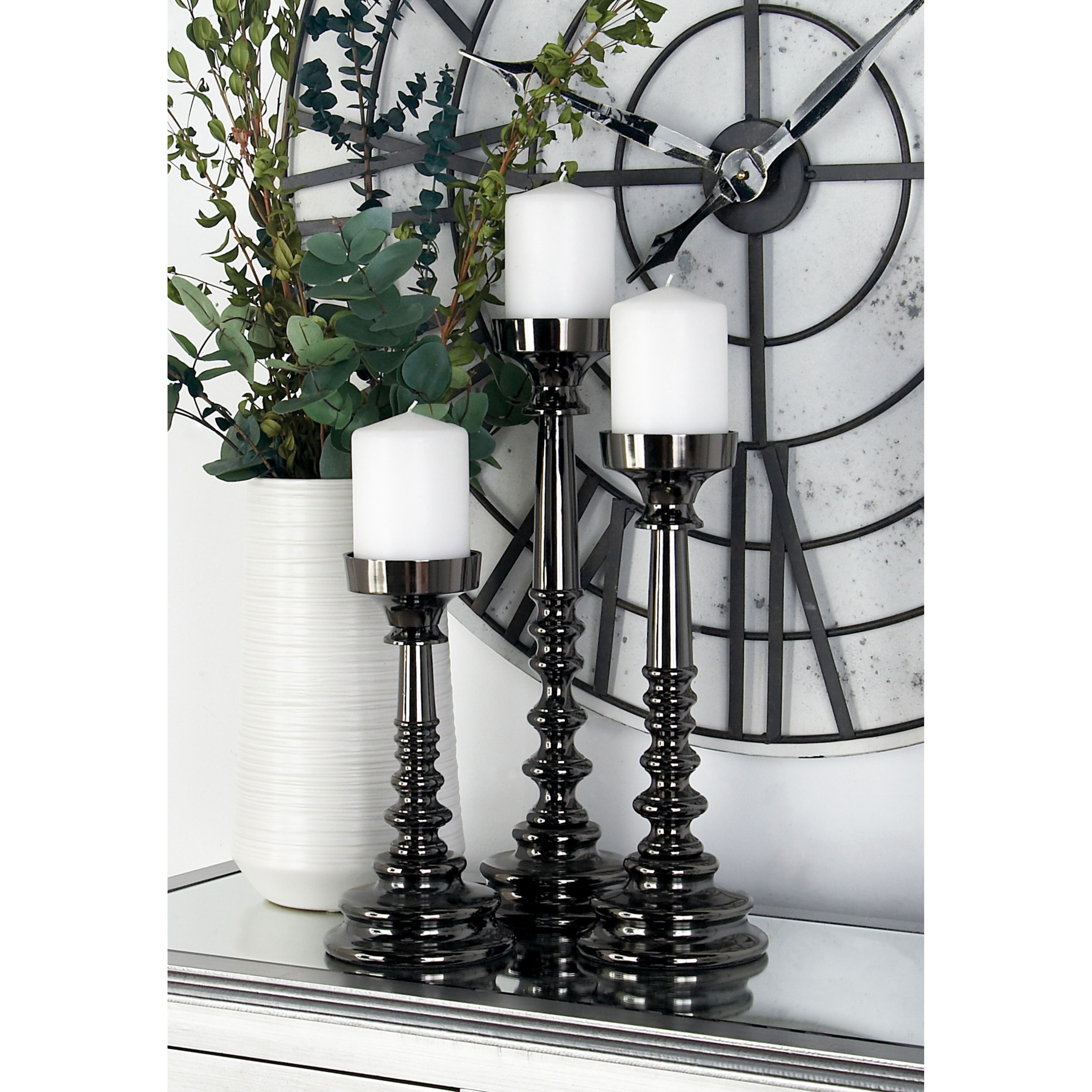 Set of 3 Traditional Aluminum Segmented Candle Holders - On Set of 3 Traditional Aluminum Segmented Candle Holders - On