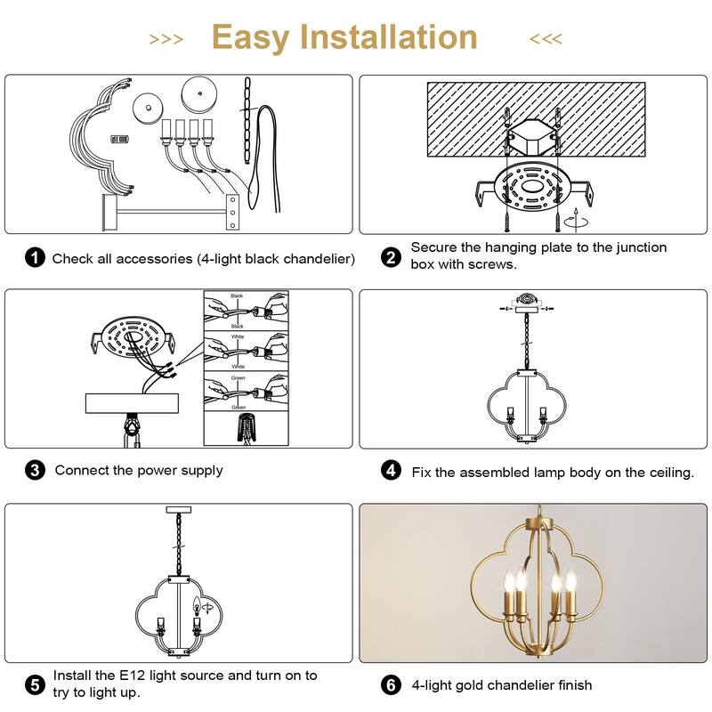 16.5'' 4-Light Gold Chandelier Light Fixture