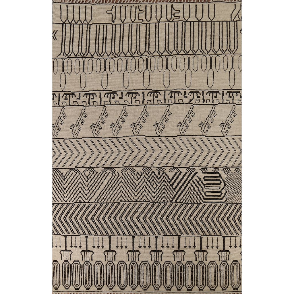 Trellis Moroccan Area Rug Handmade Living Room Wool Carpet - 9'0"x 12'3"