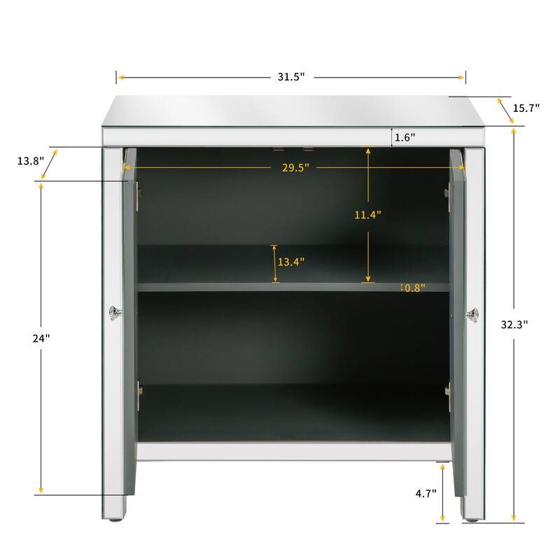 Sideboard with Mirror Trim and M Shape Design