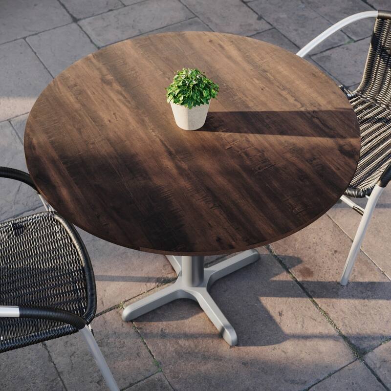 Commercial All-Weather HPL Tabletop with Crisscross Base