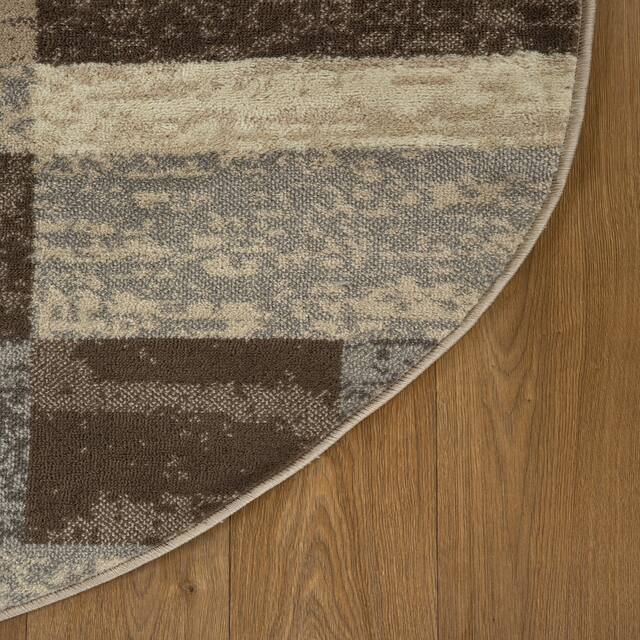 Miranda Haus Geometric Modern Patchwork Polypropylene Indoor Area Rug