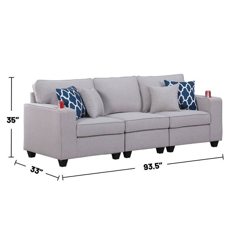 Linen Upholstered Sofa in Light Gray