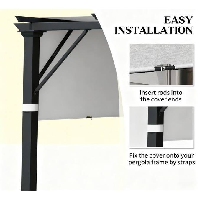 GDFStudio - Outdoor 10x10 ft Easy Installed Pergola Replacement Canopy with UV30+ PA Coated Polyester Shade Cover(Set of 2)