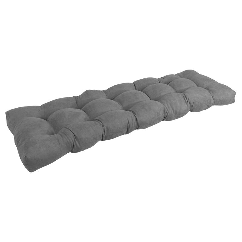 Solid Microsuede Tufted Indoor Bench Cushion (Multiple widths from 42 to 60 inch) - 55" wide - Steel Grey