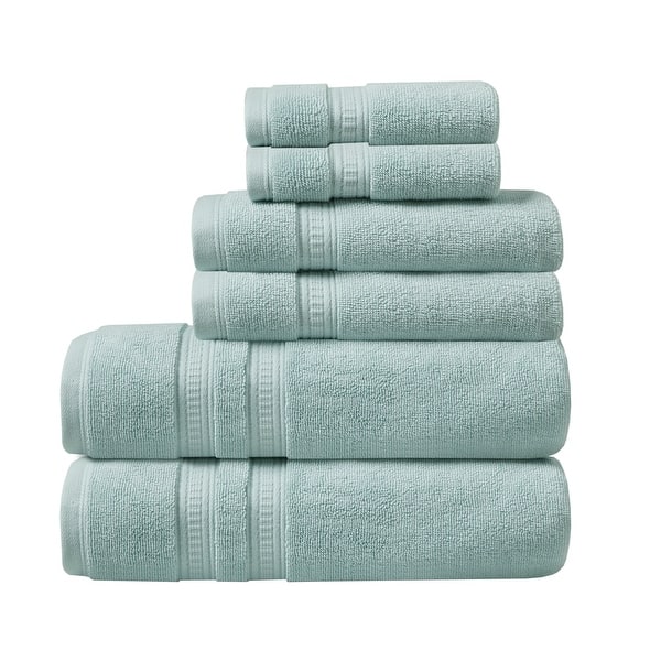 Dish Towels 100 Percent Cotton | Set of 4 for Drying and Kitchen Use  (Seafoam Blue-Green)