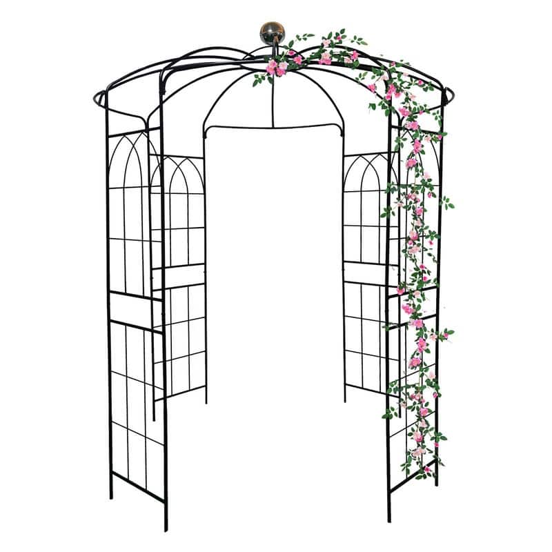 Black Outdoor Metal Garden Arch Arbors Gazebo Birdcage Shape Pergola Pavilion for Wedding Ceremony