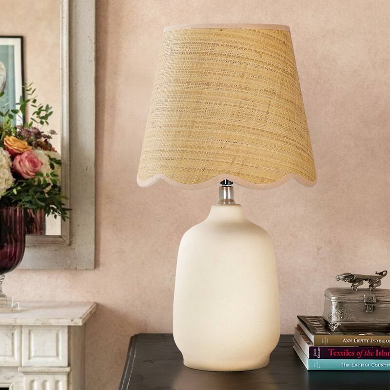 18.9" Ceramic LED Table Lamp, Living Room Lamps For End Tables