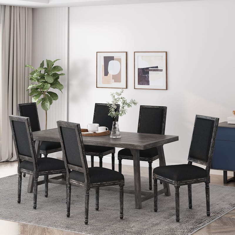Regina Wood Upholstered Dining Chair by Christopher Knight Home - Grey + Black