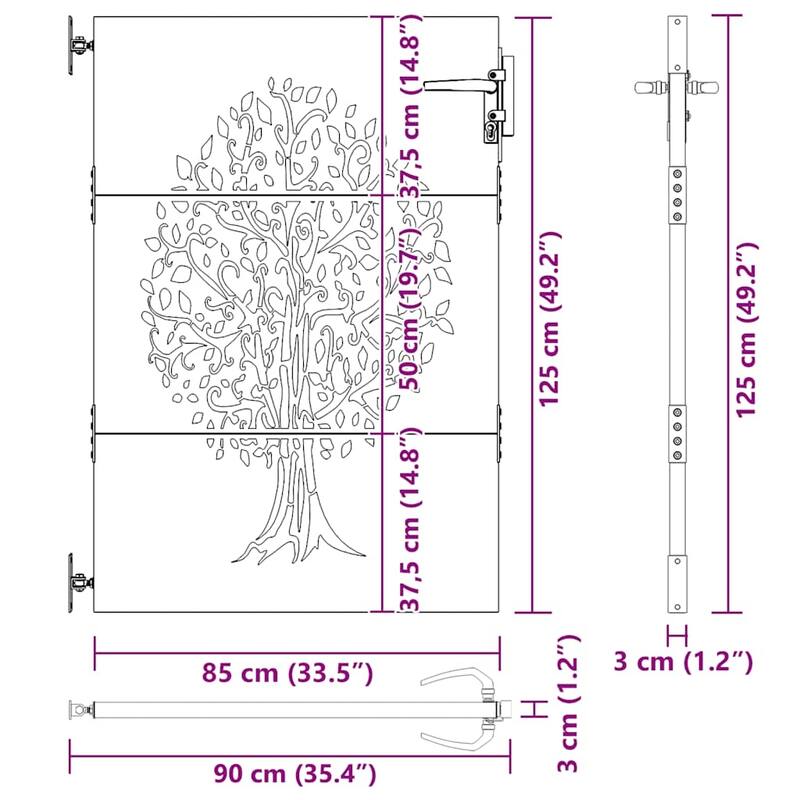 vidaXL Garden Gate Corten Steel Tree Design