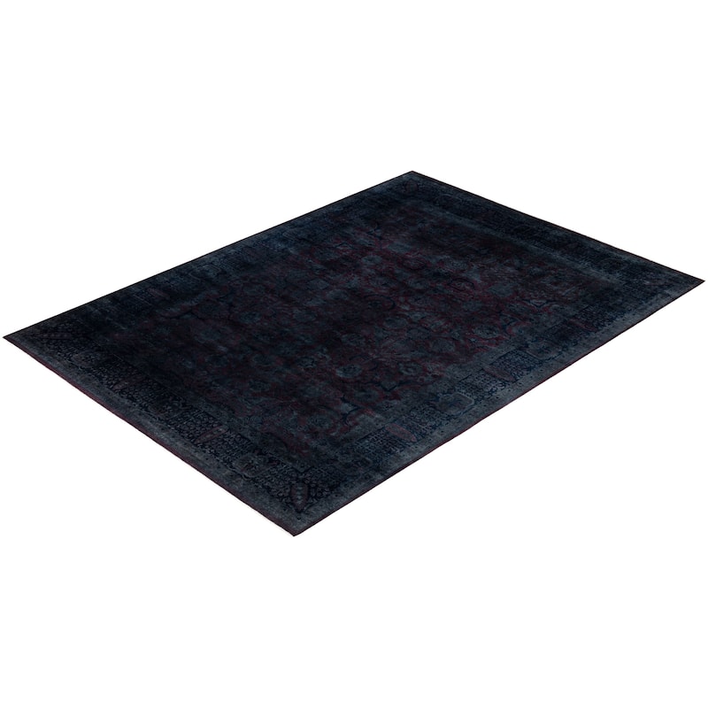 Overdyed One-of-a-Kind Hand-Knotted Area Rug - Black - 9' 1" x 12' 4"