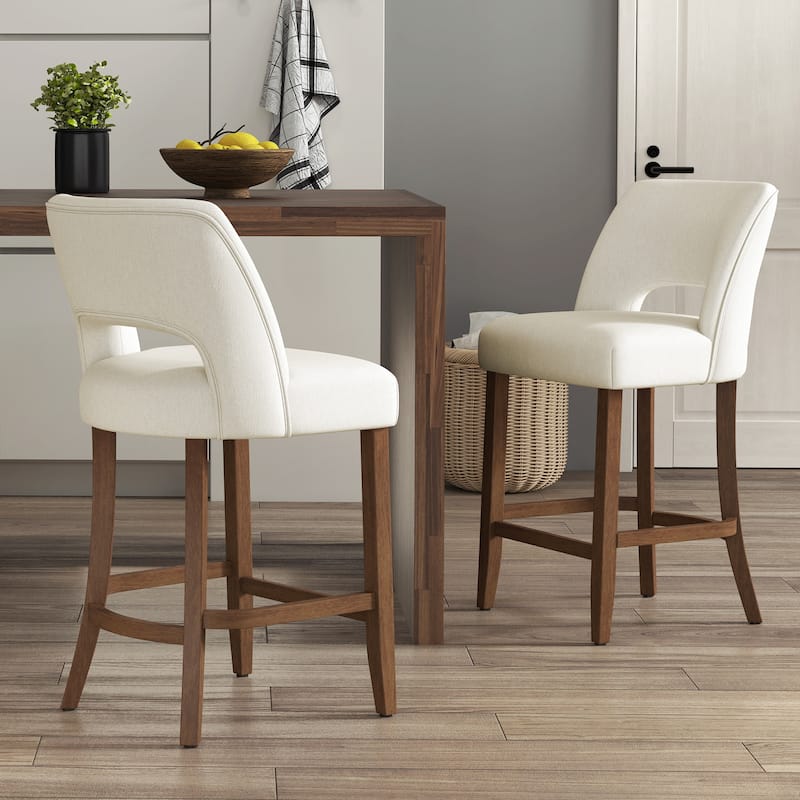 Set of 2/4/6,Upholstered Counter Height Bar Stools,Modern Counter Stools with Wood Legs for Kitchen Island Dining Room Bar
