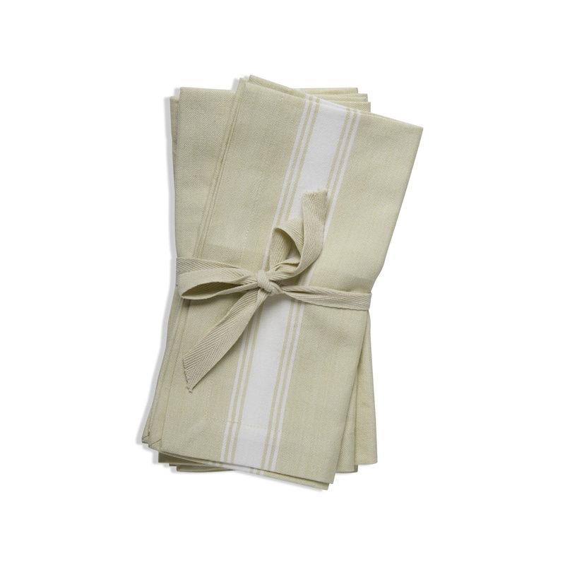 Cali Chambray Napkin Set Of 4 Citron Bamboo Cotton Woven Weave Fabric For Home Table Decor - 20 x 20