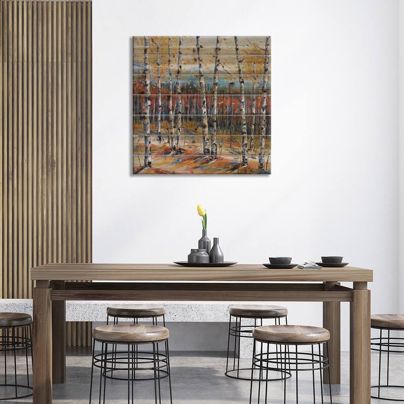 Tahoe Birch I Print On Wood by Lisa Elley - Multi-Color