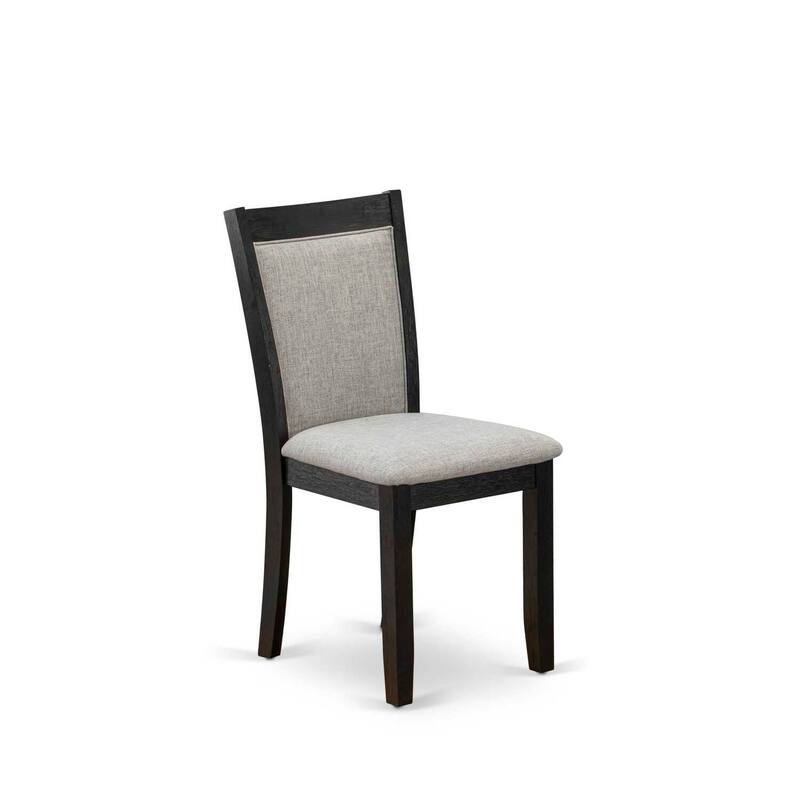 Mid Century Dining Chairs Set of 2 - Linen Fabric Seat, Black Finish Modern Chairs