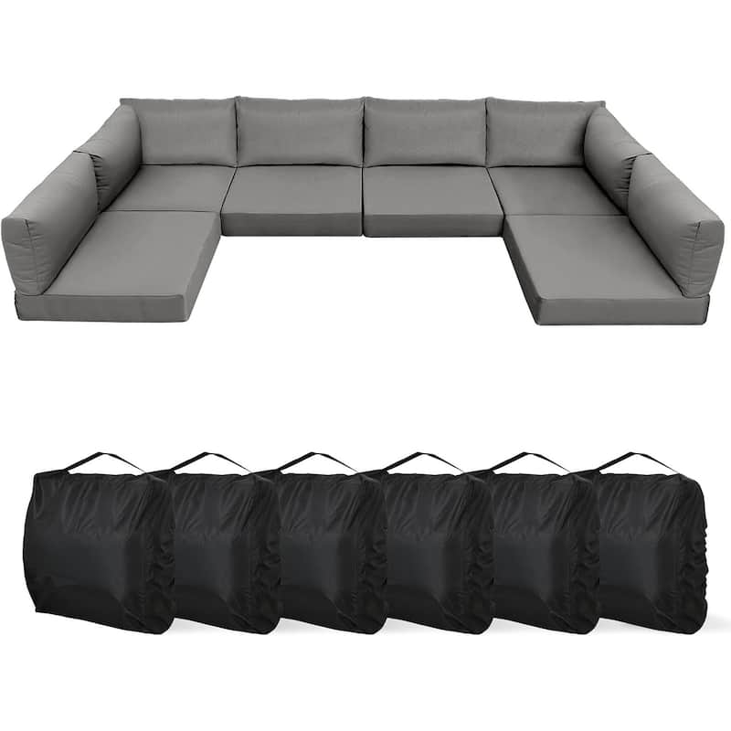 WINSOON 14 Piece Outdoor Furniture Replacement Cushions,Patio Seat Cushions - Dark Grey