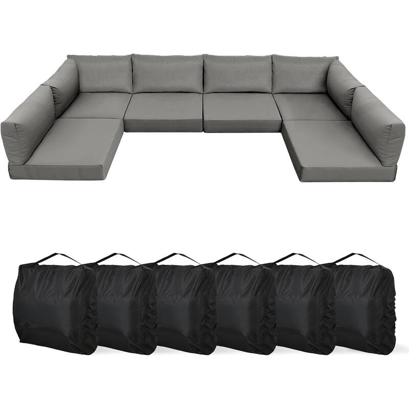 WINSOON 14 Piece Outdoor Furniture Replacement Cushions,Patio Seat Cushions - Dark Grey