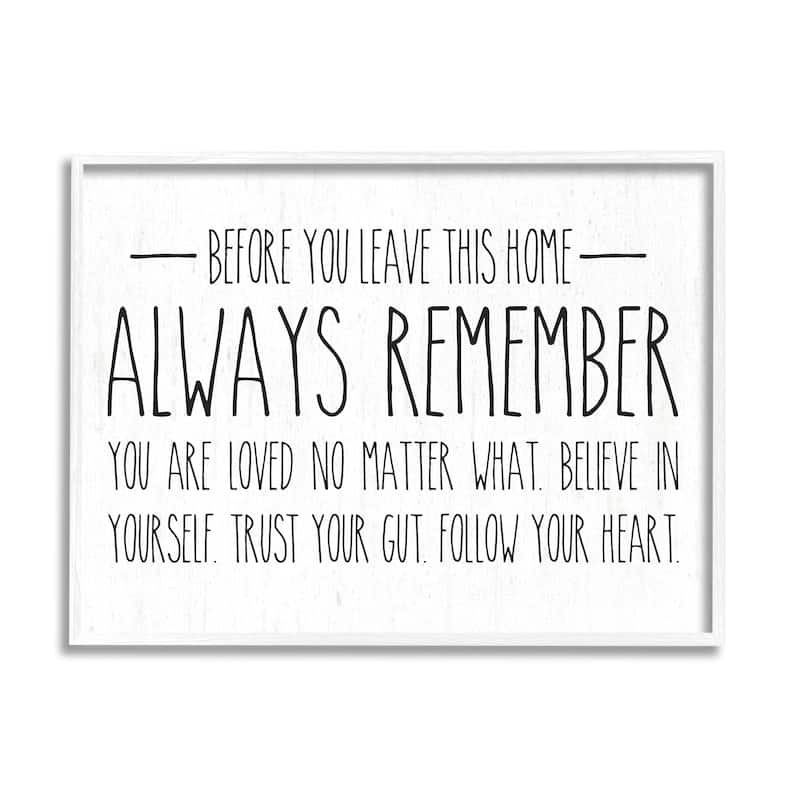 Stupell Follow Your Heart Motivational Quote Casual Phrase Framed Wall Art, Design by Lettered and Lined - White - 14 x 11 - White