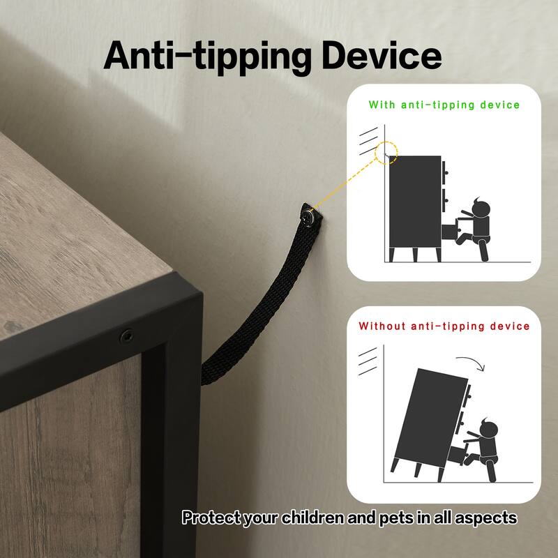 Rustic 6-Drawer Solid Wood Dresser with Metal Frame – Multipurpose Storage for Bedroom, Living Room, or Entryway